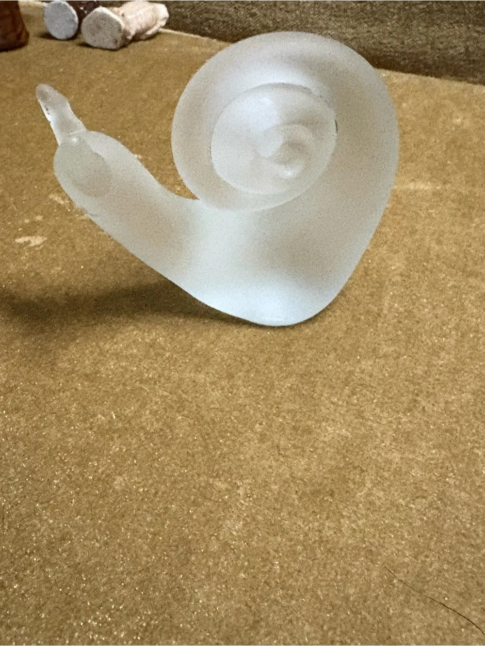 Frosted White Glass Snail Accent Sculpture - Unbranded